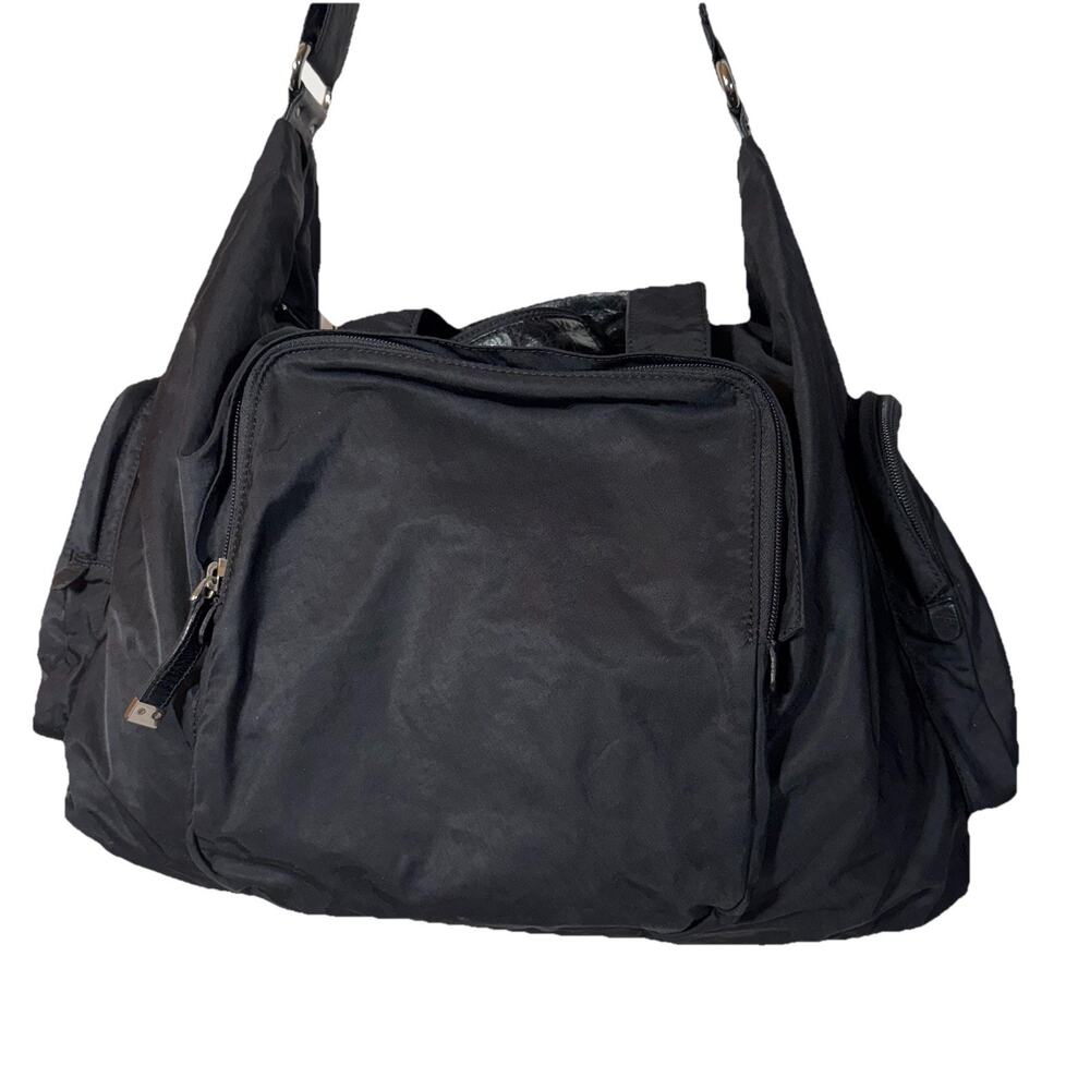 HOBO INTERNATIONAL Black Nylon Extra Large Duffle Bag Weekender Travel Soft Side